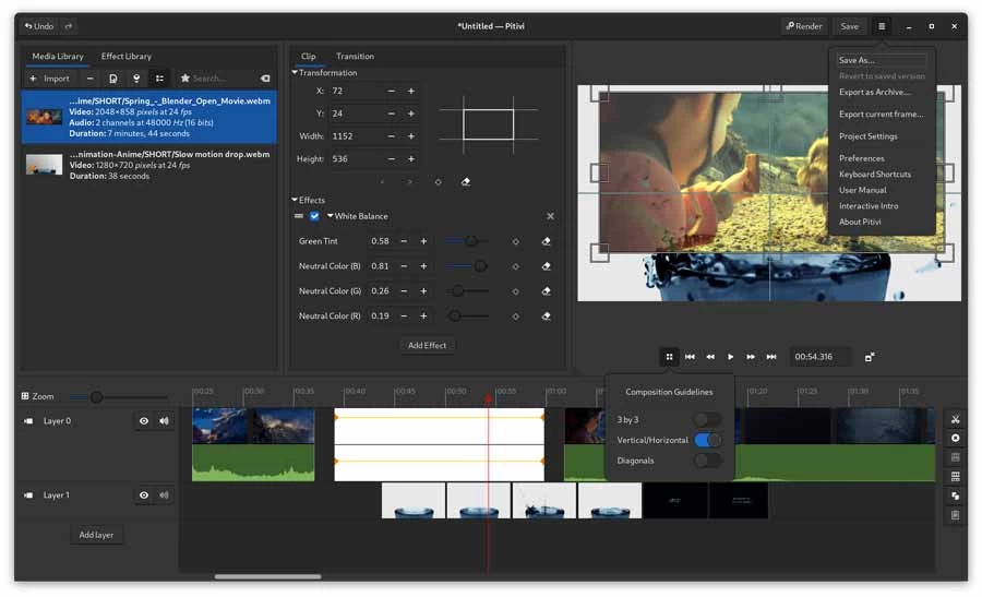 نرم افزار ادیت ویدئو Pitivi